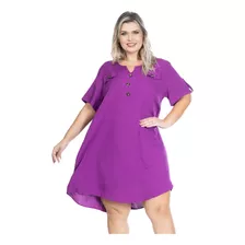 Vestido Chemise Com Manga Plus Size G1 G2 G3 G4 Verão