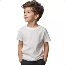 Camisetas Infantil Branca Lisa Gola Clássica Redonda 4 Pçs