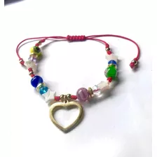 Pulsera Ajustable Murrinas Estrellas Cristales Corazón 