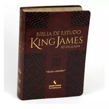 Bíblia King James De Estudo Atualizada - Kja1611 - Textos E Mapas Coloridos E Letras Gigantes - Capa Luxo Marrom