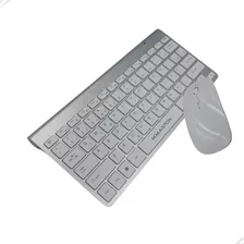 Teclado E Mouse Sem Fio Para Notebook Pc Tablet Receptor Usb Cor Do Teclado Prateado