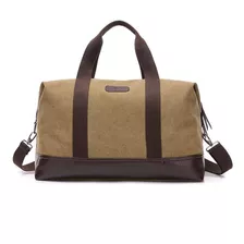 Bolso Maleta Hombre De Viaje Piel Y Lona + Pulsera 