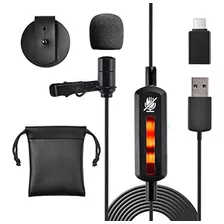 Pyle Lavalier Microphone-w/usb C Adapter, Cable Wrap-plug An