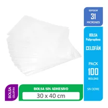 Bolsa Celofan Transparente Polipropileno 30x40 Cms 100 Unds