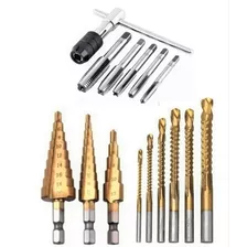 Kit Brocas Corte Lateral Escalonadas Hss Titânio Macho 15pc