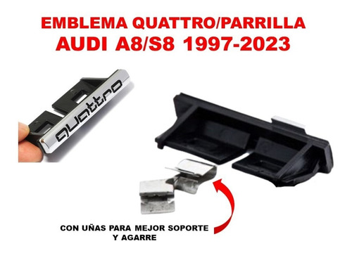 Par De Emblemas Audi Quattro Audi A8/s8 1997-2023 Crom/negro Foto 5