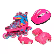 Kit Patines Semiprofesionales Casco + Protección Niñas Niños