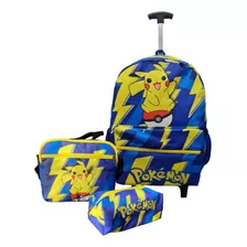 Kit Mochila Rodinha Pokemon Pikachu Envio Imediato