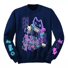 Syanne Sudadera Pullover Video Juego Gamer Arcade Gatitos