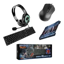 Combo Teclado Gamer K10 Set De 4 Piezas Mouse+balaca+pad Color Del Teclado Negro