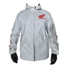 Campera Rips Stop Rompeviento Honda Gris Claro Asmotopartes