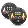 Par 7'' Faro H4 Led Redondo Ojo ngel Wrangler Jeep Vocho Jk