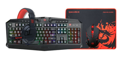 Kit De Teclado Y Mouse Gamer Redragon S101-ba Español De Color Negro