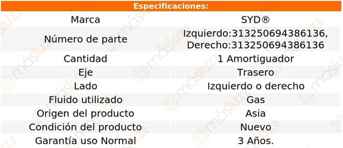 (1) Amortiguador Tra Gas Der O Izq Insight Honda 11/20 Syd Foto 2