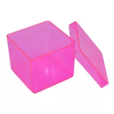 Caixa Acrílica Rosa Neon 4cmx4cm - 10 Unidades