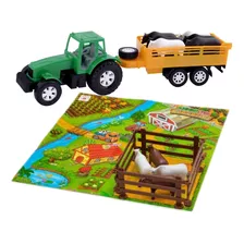 Kit Fazendinha Brinquedo Infantil Completa Trator + 7 Bois