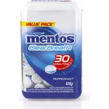 Pastilhas Mentos Clear Breath Peppermint Balas Sem Açúcar Pote 105gr