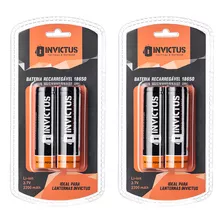 Bateria Recarregável 18650 Invictus Com 2 Pares 4 Unidades