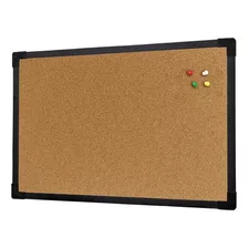 Quadro De Aviso Cortica Mdf Preto 80x60cm Stalo +50 Alfinete