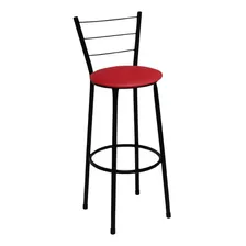 Banqueta Cadeira Média 60cm Para Cozinha Bar Balcão Fortmix Acabamento Da Estrutura Lacado Cor Vermelho
