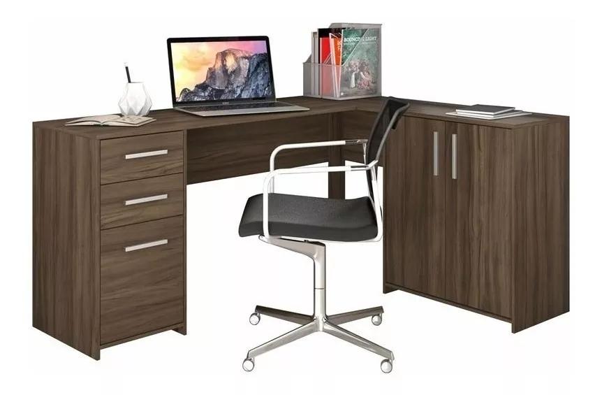 Escrivaninha Notável Móveis Mesa Office Nt 2005 Mdp De 1230mm X 740mm X 450mm X 1570mm Nogal Trend 