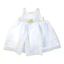 Vestido De Fiesta Blanco Y Crema Con Tul, Talles 00 Al 3