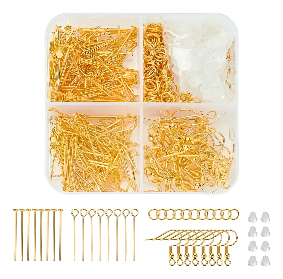 Kit Armar Ganchos Anzuelos Argollas Frufru Alfiler Tope Rulo Dorado