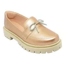 Sapato Casual Feminino Mocassim Laço Strass Confortavel Moda