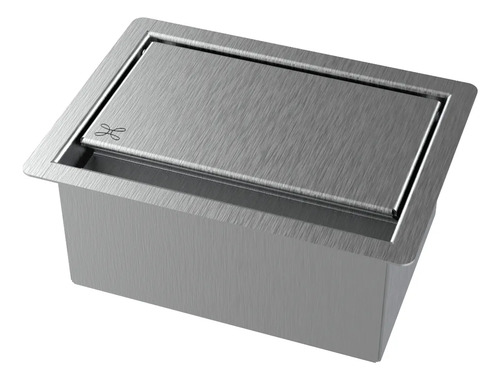 Porta Esponja Inox Com Tampa Embutir Granito 15x11cm Horizon Cinza