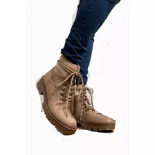 Botas Botines Beige Leñadores Dama Talle 39