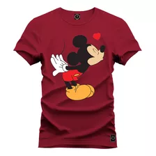 Camiseta Plus Size Premium 100% Algodão Mickey Beijinho