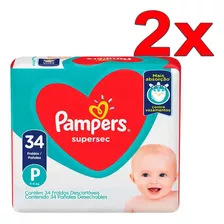 68 Fraldas Pampers P ( 2 Pacotes Com 34 ) Envio Imediato