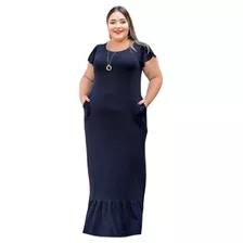 Vestido Plus Size Cachequere Estampado Barrado