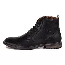 Coturno Masculino Bota Em Couro Legitimo Confortavel Zipper