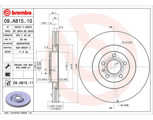 1- Disco Ventilado Delantero Izq/der S4 04/09 Brembo Foto 2