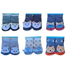 Kit 4 Par De Meias Pantufa Infantil Antiderrapante 1-2 Anos 