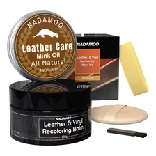 Nadamoo Black Leather Recoloring Balm With Mink Oil Leather.