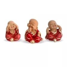 Trio De Monges Sábio Mini Buda Sabedoria