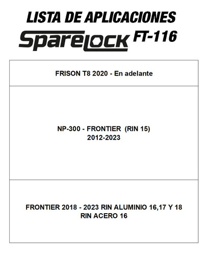 Sparelock Nissan Frontier Kit Seguridad - Envo Gratis! Foto 3