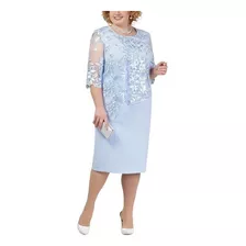 Vestido Midi De Encaje Elegante For Mujer Talla Grande