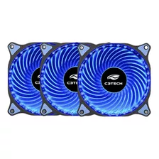 Kit 3 Cooler Super Led Azul Gamer Para Gabinete Pc C3tech