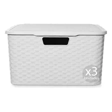 Canastos Caja Organizador Simil Rattan Grande Xl Pack X 3 Un