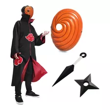 Kit Capa Akatsuki + Máscara Tobi + Kunai + Shuriken Naruto