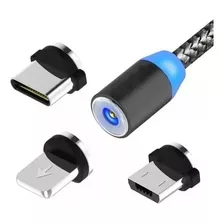 Cabo Usb Carregador Magnético Plug Imã Rápido 3 Em 1