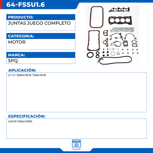 Empaques Juntas Suzuki Sidekick 1989-1995 L4 1.6 Foto 2