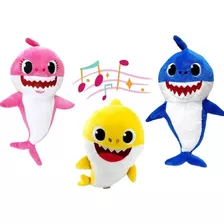 3 Pelúcias Baby Shark 20cm Antialérgico Super Macio Musical
