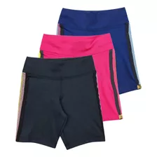 Kit/combo 3 Bermudas Ciclista Suplex Infantil Menina 