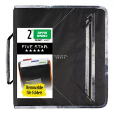 Carpeta Con Cierre Five Star Para Hojas Y Folders, 3 Arillos Color Negro Con Gris