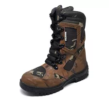 Bota Coturno Masculino Em Couro Exercito Camuflada Elite 