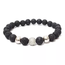 Pulsera De Piedra Natural Elastica Con Dije Y Balines